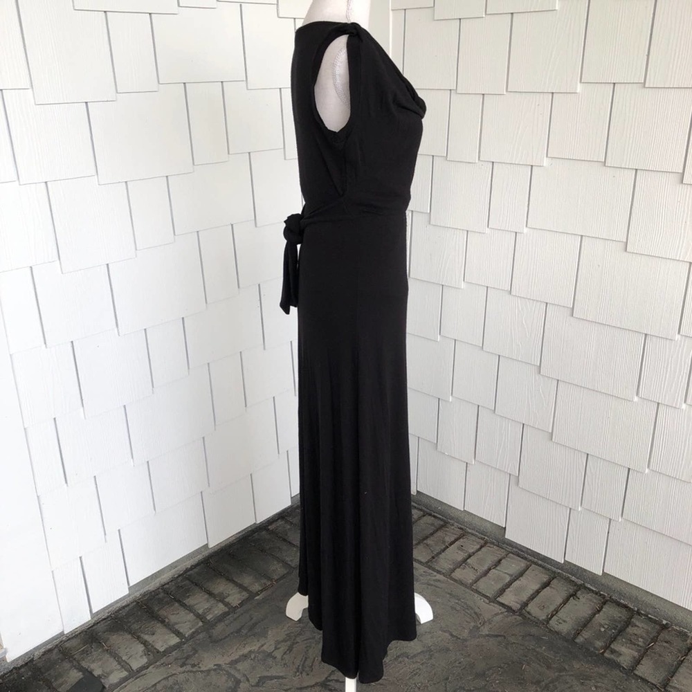 Threads & States Women's Black Sleeveless Tie Waist Cowl Neck Maxi Dress sz S - Picture 4 of 5